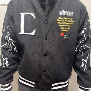 Civil Regime Black Varsity Jacket Men’s M NWT RARE
